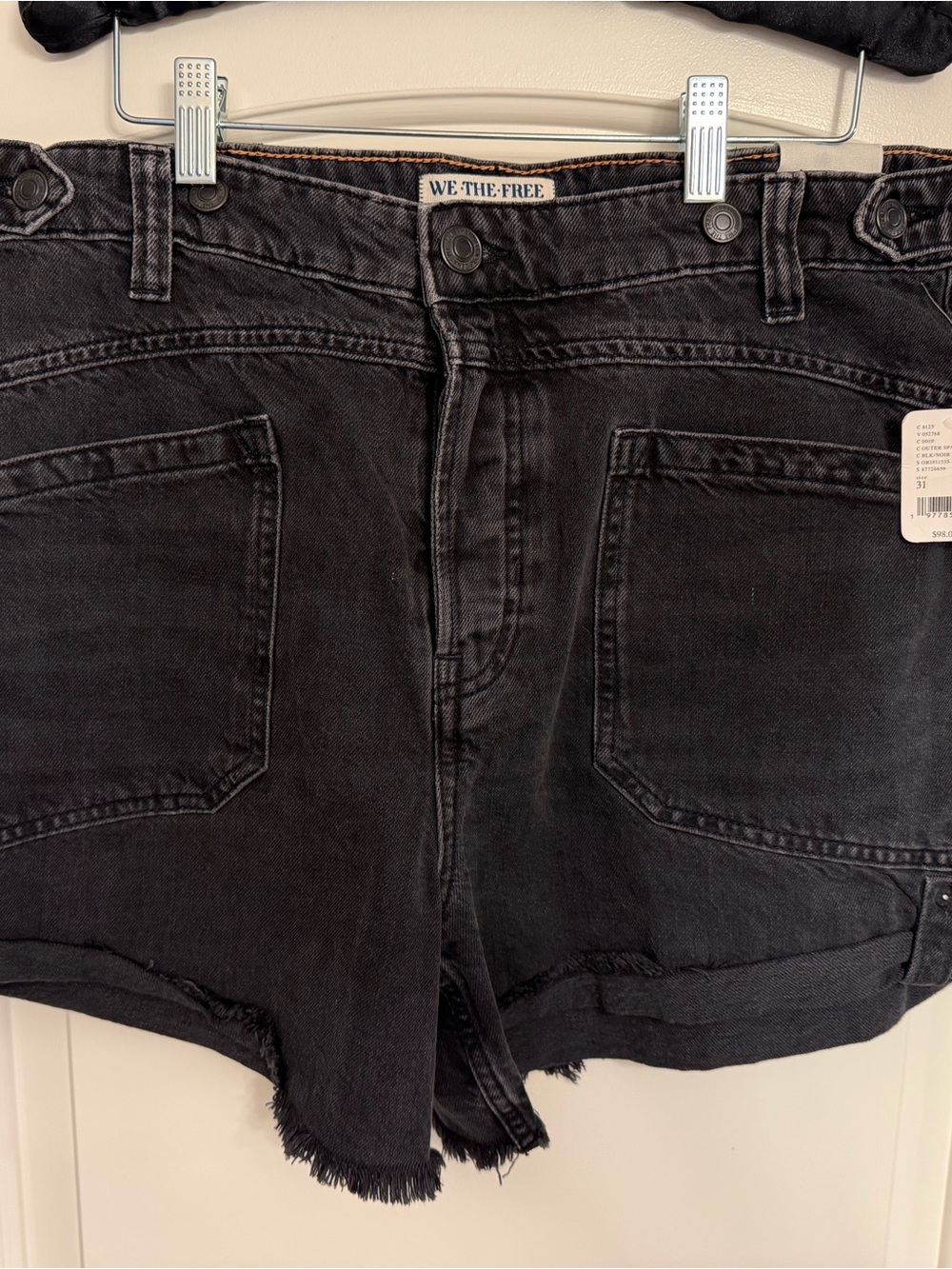 We The Free Black High-Rise Frayed Hem Denim Shorts